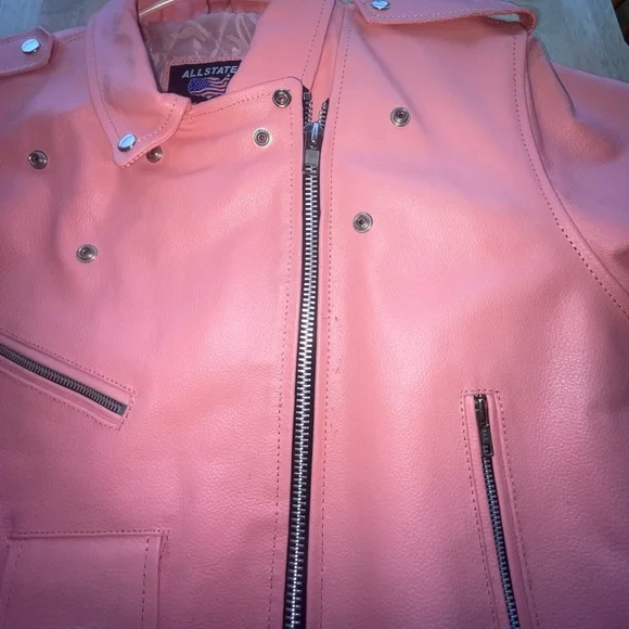 ALLSTATE LEATHER ladies 2x baby pink biker jacket - Picture 8 of 14
